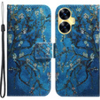 Flip case for Realme C55, Wallet, Cherry blossom, blue