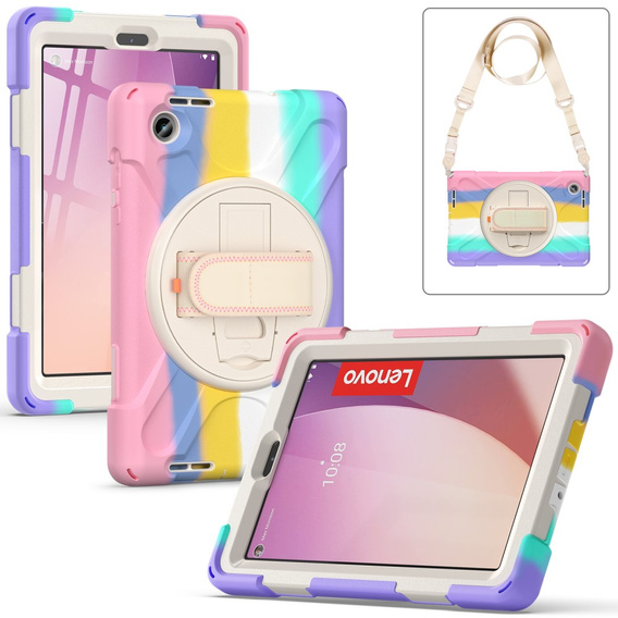 Children's case for Lenovo Tab M8 Gen 4 TB-300FU, armored with strap, multicolor