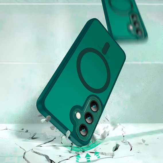 Case for Samsung Galaxy S25, for MagSafe, ERBORD Matt Case, green + Screen Glass