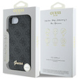 GUESS Case for iPhone 16E, 4G Metal Gold Logo, black