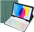 Case with illuminated bluetooth keyboard for iPad 10.9 2022 (10 gen.), green