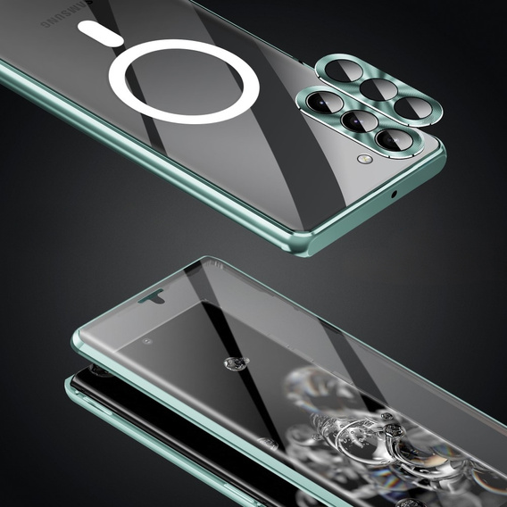 Magnetic Dual Glass MagSafe case for Samsung Galaxy S24+ Plus, green