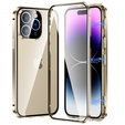 Case for iPhone 14 Pro, Magnetic Dual Glass, gold