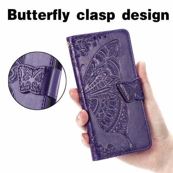 Flip case for Motorola Moto G32, Butterfly, purple