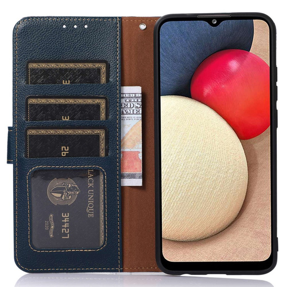 Flip case for OnePlus 12 5G, KHAZNEH RFID, blue / brown