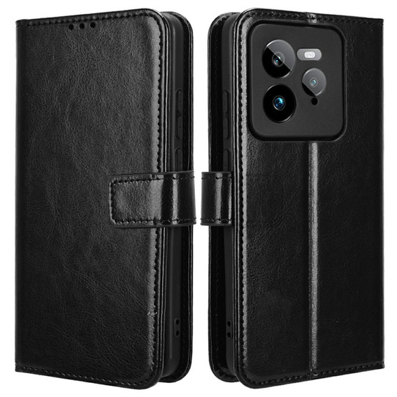 Flip case for Realme GT 7 Pro, Crazy Horse Wallet, black