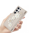 Case for Samsung Galaxy S24 Ultra, Leather Flower Card Slot, beige