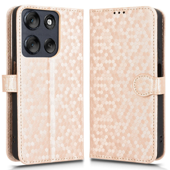 Flip case for Motorola Moto G56 5G, Wallet Rhombus, gold