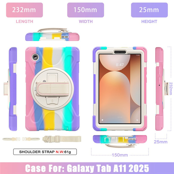 Armoured case with stand and shoulder strap for Samsung Galaxy Tab A11