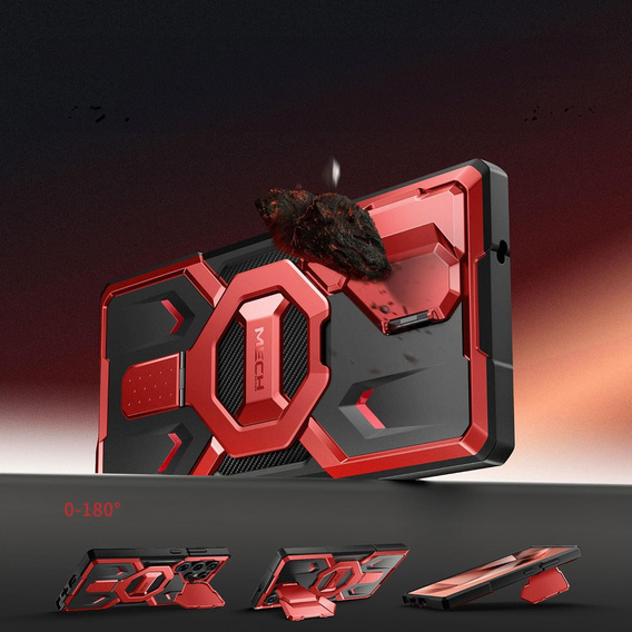 Case for Samsung Galaxy S25 Ultra Tongate MECH MagSafe Series - Red + 9H Tempered Glass