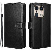Flip case for Motorola Edge 50 Ultra, Crazy Horse Wallet, black