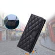Flip case for iPhone 16 Plus, Rhombus Crossbody Leather, black
