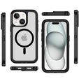 Case with frame for iPhone 15, for MagSafe, transparent / black