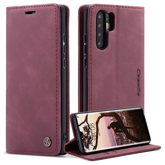CASEME case for Huawei P30 Pro, Leather Wallet Case, maroon