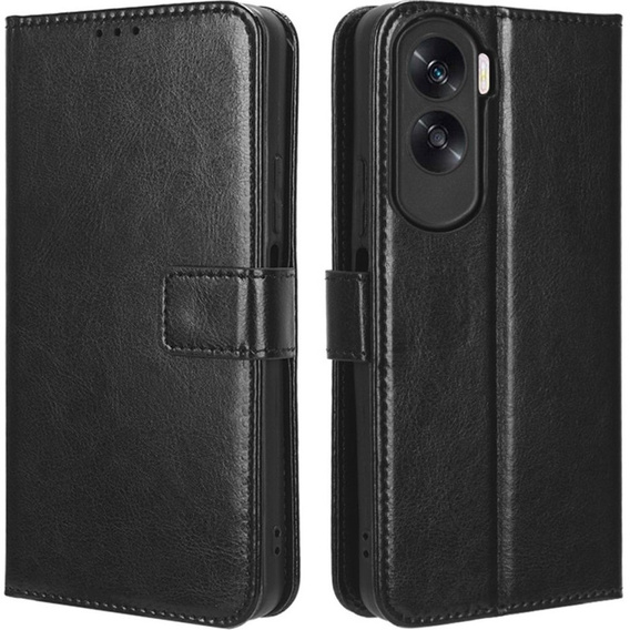 Flip case for Honor 90 Lite 5G, Crazy Horse Wallet, black