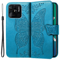Flip case for Xiaomi Redmi 10C, Butterfly, blue