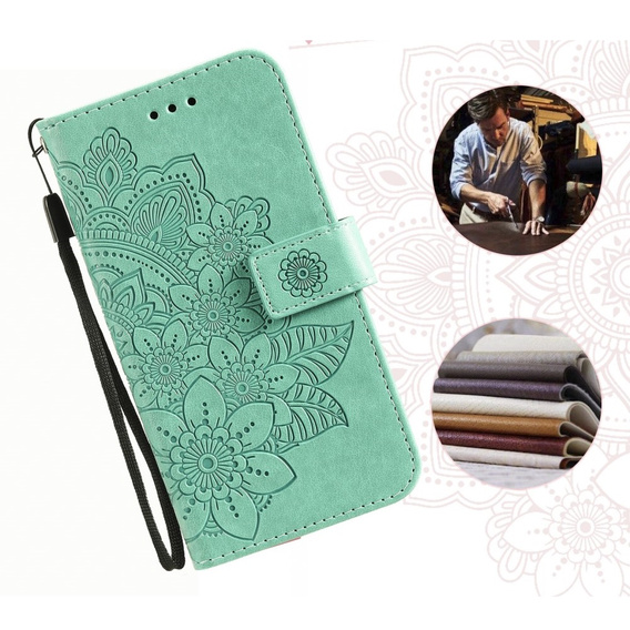 Flip case for Xiaomi Redmi 13C / Poco C65, Mandala Flower, green