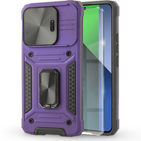 Armored Case for Xiaomi Redmi Note 13 Pro 5G, CamShield Slide, purple + Tempered Glass 9H
