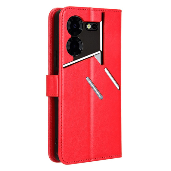 Flip case for Tecno Pova 5 Pro 4G, Crazy Horse Wallet, red