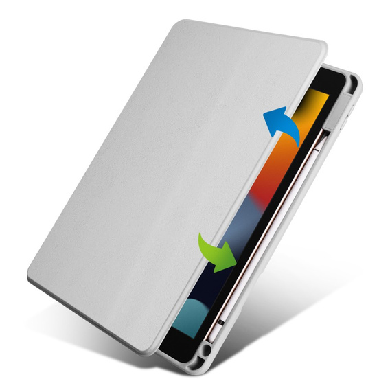 Case for iPad 10.2" 2021/2020/2019 (9/8/7 gen.), with stylus space, 360° rotatable, grey