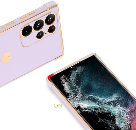 Case for Samsung Galaxy S23 Ultra, Electro heart, purple + Full Glue Ceramic Glass