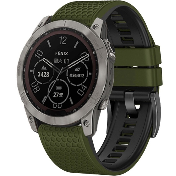Silicone Strap for Garmin Fenix 7 / Forerunner 965 / 955 / 945 / 935, Green / Black