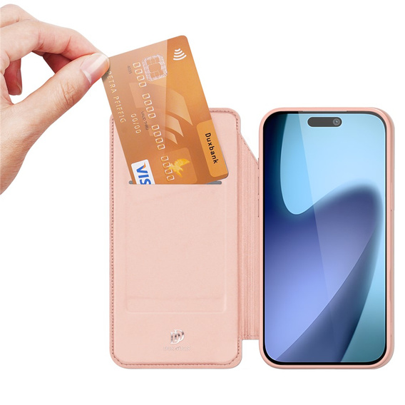 Dux Ducis case for iPhone 17, Skin Pro, with flap, with card slot, pink