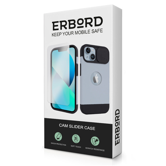 ERBORD MagSafe Cam Slider Case, Blue + Screen Protector for iPhone 13 / iPhone 14