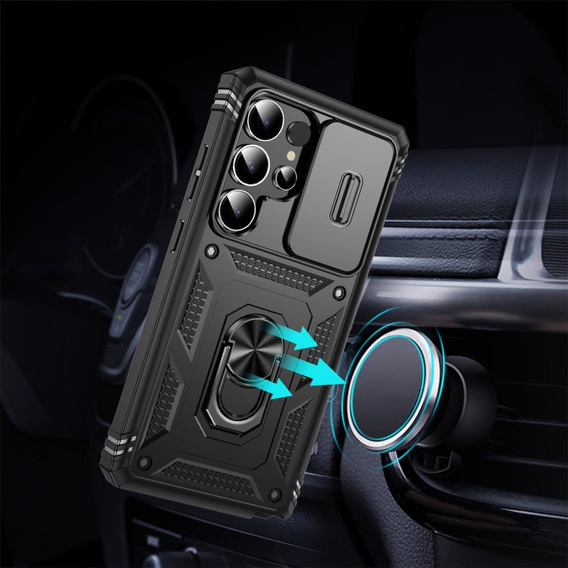 Case for Samsung Galaxy S25 Ultra, KickStand Camera Lens, black