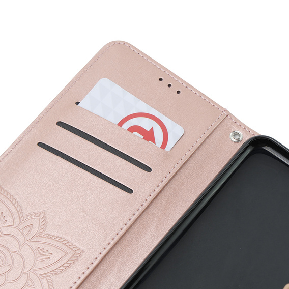 Flip case for Xiaomi Poco X6 5G, Butterfly, pink rose gold