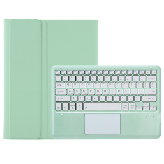 Case + keyboard Samsung Galaxy Tab S9+, Leather Pen Slot TouchPad, light green