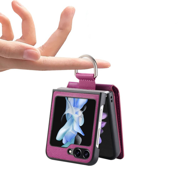 Case for Samsung Galaxy Z Flip7 FE / Z Flip6, Card Slot Ring Case, purple