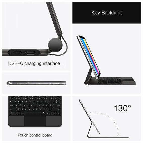 Case with Bluetooth keyboard and touchpad for iPad 11" 2025 A16 (11th gen.) / iPad 10.9" 2022 (10th gen.)