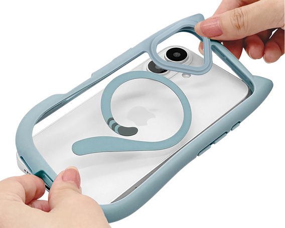Case for iPhone 16, for MagSafe, Cute Cat, blue + Screen Glass