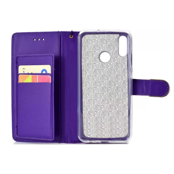 Flip case for Huawei P Smart 2019 / Honor 10 Lite, Glitter Mirror Wallet, purple