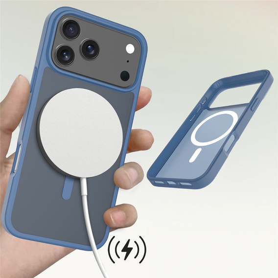 Matt Case for iPhone 17 Pro Max, for MagSafe, translucent blue