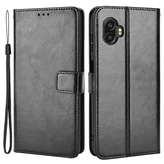 Flip case for Samsung Galaxy Xcover 6 Pro 5G, Crazy Horse Wallet, black
