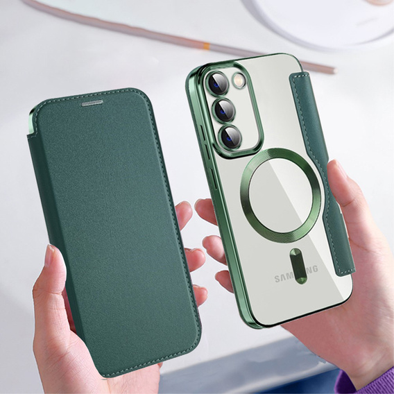 Flip case for Samsung Galaxy S23, Wallet, MagSafe, green