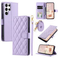 Flip case for Samsung Galaxy S25 Ultra, Rhombus Crossbody Leather, purple