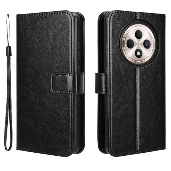 Flip case for Oppo Reno 12FS / 12F, Crazy Horse Wallet, black