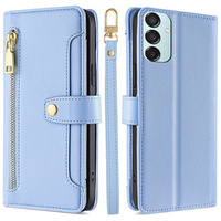 Flip case for Samsung Galaxy M15 5G, Wallet Zipper Pocket, blue