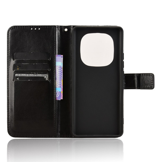 Flip case for Xiaomi Redmi Note 14 Pro+, Crazy Horse Wallet, black