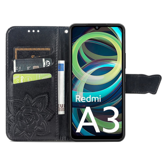 Flip case for Xiaomi Redmi A3, Butterfly, black