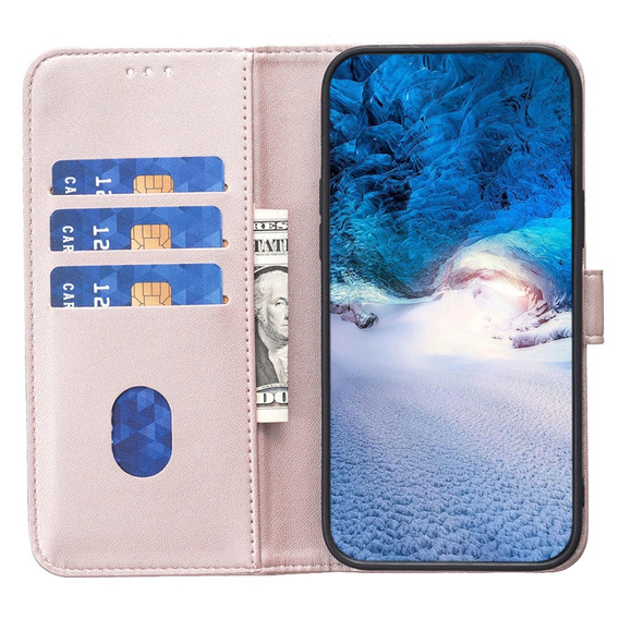 Flip case for Samsung Galaxy A25 5G, BINFEN Wallet, rose gold + 9H glass