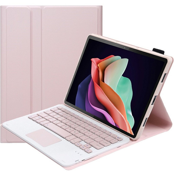Case + keyboard Lenovo Tab P11 Gen 2, Pen Slot TouchPad, pink rose gold