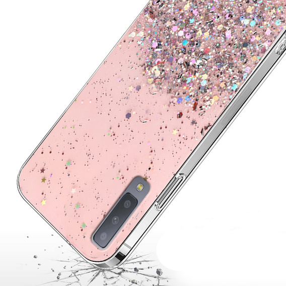 Case for Samsung Galaxy A7 2018, Glittery, pink