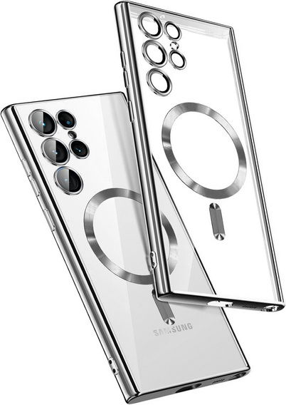 Case for Samsung Galaxy S25 Ultra, Electro MagSafe, silver + Screen Glass