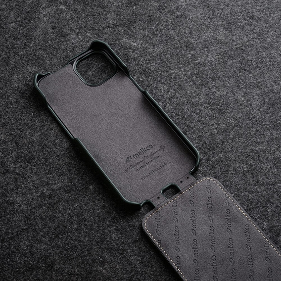 MELKCO flip case for iPhone 15, leather, flip, black