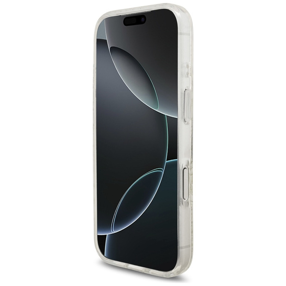 Guess IML Flowers Electroplated Allover With Beads Strap Case, for MagSafe, with strap for iPhone 17 Pro