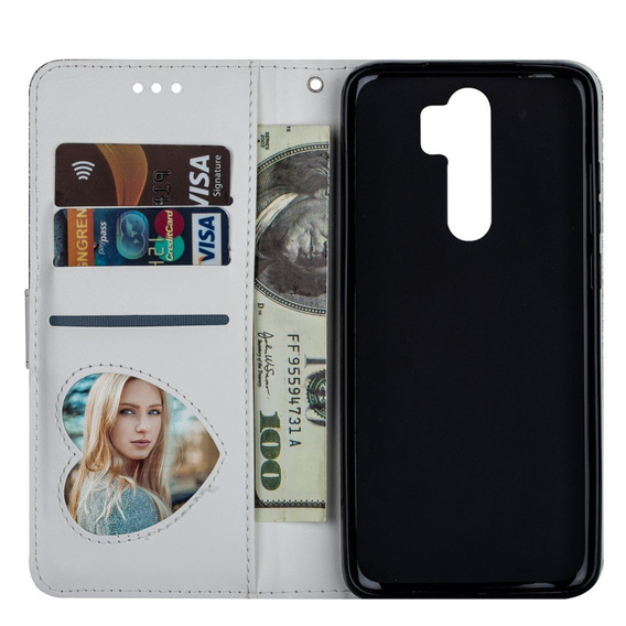 Flip case for Xiaomi Redmi Note 8 Pro, Wallet Zippered, silver